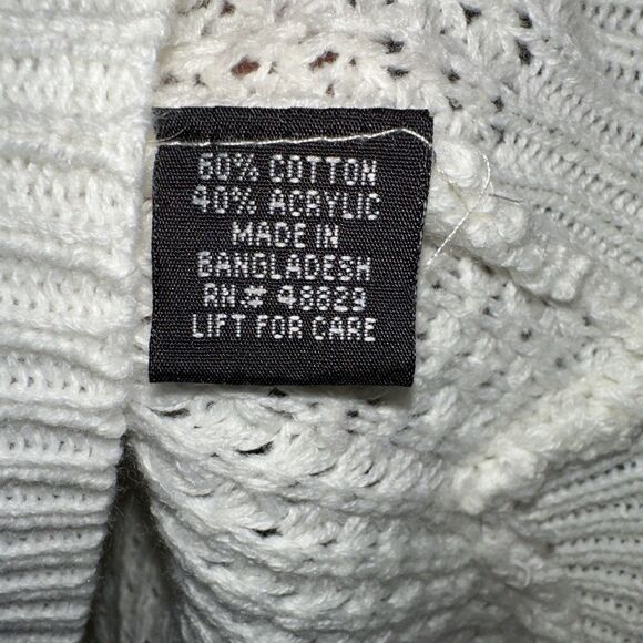 Love by Chesley White Sweater Women’s M Medium Open Knit Long Sleeve High Low - Picture 7 of 15